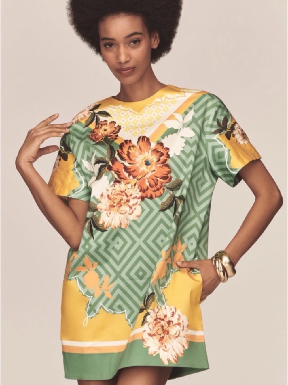 NWT Anthro  Retro Inspired Vibrant Floral Print Easy Wear: pockets Dress, S